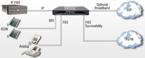 Hybrid 8-FXO/4-BRI application